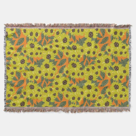 Zonnebloem Hand Drawn Floral Greenery Yellow Sinaa Deken (Voorkant)