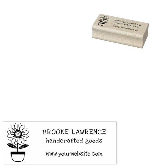 Zonnebloem Handgemaakt Rubberstempel (Gestempeld)
