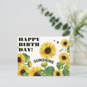 Zonnebloem Happy Birthday Briefkaart (Staand voorkant)