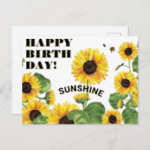Zonnebloem Happy Birthday Briefkaart (Voorkant / Achterkant)