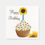 Zonnebloem Happy Birthday Cupcake Paper Napkins Servet (Voorkant)