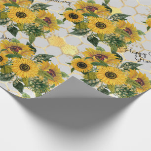 Zonnebloem Happy Birthday of Retirement Add Name Cadeaupapier