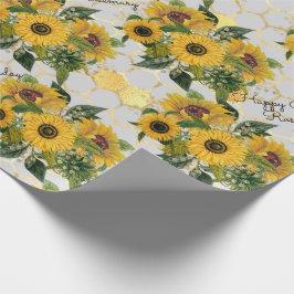 Zonnebloem Happy Birthday of Retirement Voeg naam  Cadeaupapier