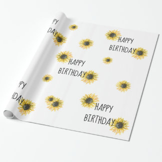 Zonnebloem Happy Birthday Wrapping Paper Cadeaupapier