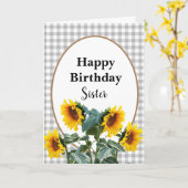 Zonnebloem Happy Birthday Zuster Floral Greeting Kaart (Gele Bloem)