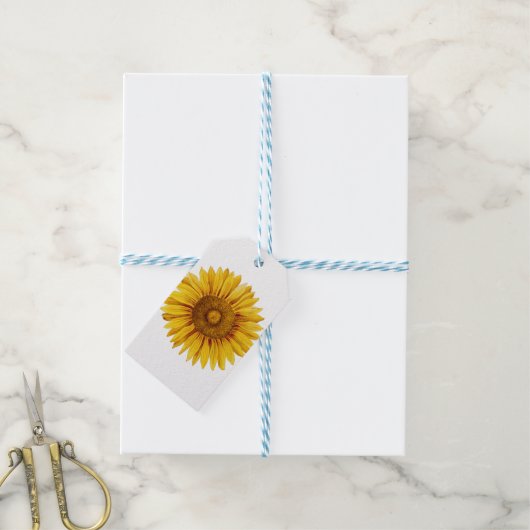  zonnebloem Happy Flower Cadeaulabel (Met Touw)