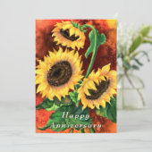 Zonnebloem Happy Jubileum Kaart (Staand voorkant)