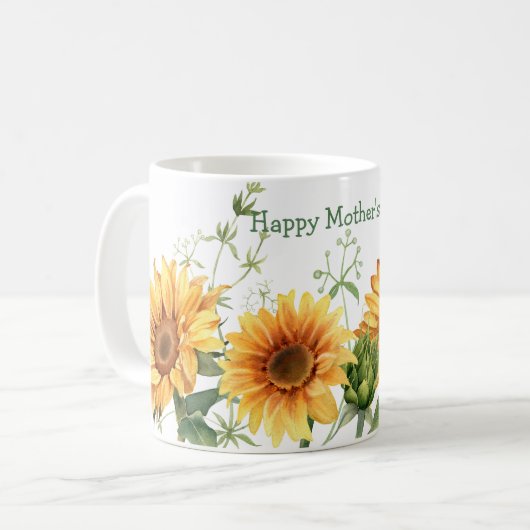 Zonnebloem Happy Moederdag Coffee-Mok Koffiemok (Voorkant links)