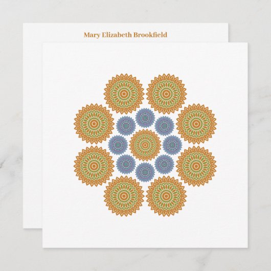 Zonnebloem Harmony Note Kaart in goud en blauw Notitiekaartje (Voorkant / Achterkant)