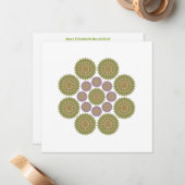 Zonnebloem Harmony Note Kaart in Groen en Paars Notitiekaartje (Voorkant / Achterkant in situ)