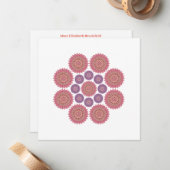 Zonnebloem Harmony Note Kaart in Roos en Lila Notitiekaartje (Voorkant / Achterkant in situ)