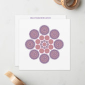 Zonnebloem Harmony Note Kaart in Violet en Roos Notitiekaartje (Voorkant / Achterkant in situ)