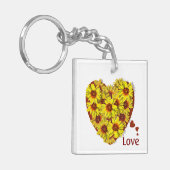 Zonnebloem Hart Acryl Sleutelhanger (Voorkant Links)