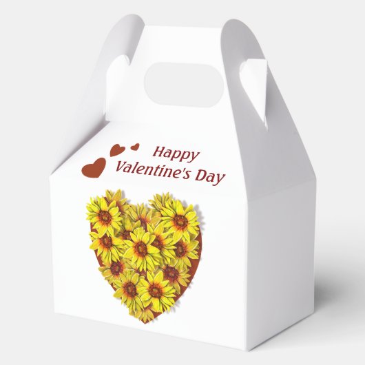 Zonnebloem Hart Favor Box Bedankdoosjes (Voorkant)