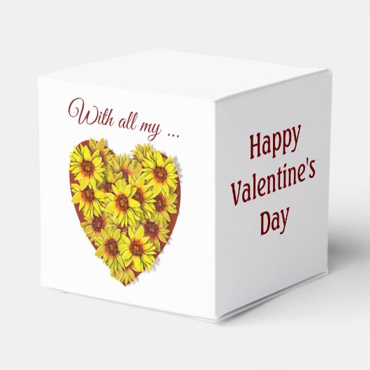 Zonnebloem Hart Favor Gift Box Bedankdoosjes (Achterkant)