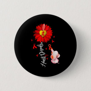 Zonnebloem Hart Krijger Rode Olifant Hartziekte Ronde Button 5,7 Cm