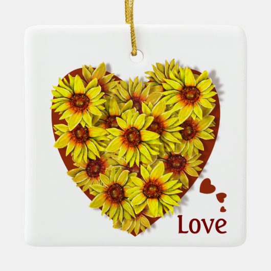 Zonnebloem Hart Ornament (Voorkant)