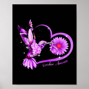 Zonnebloem Hart Paarse Lint Overdosis Awareness Poster