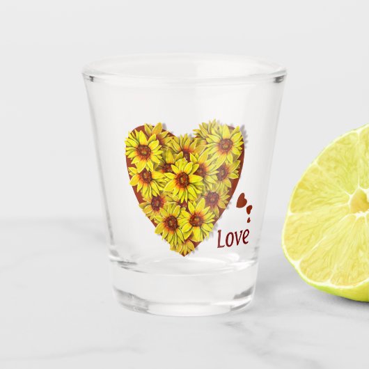Zonnebloem Hart Shotglas Shot Glas (Voorkant)