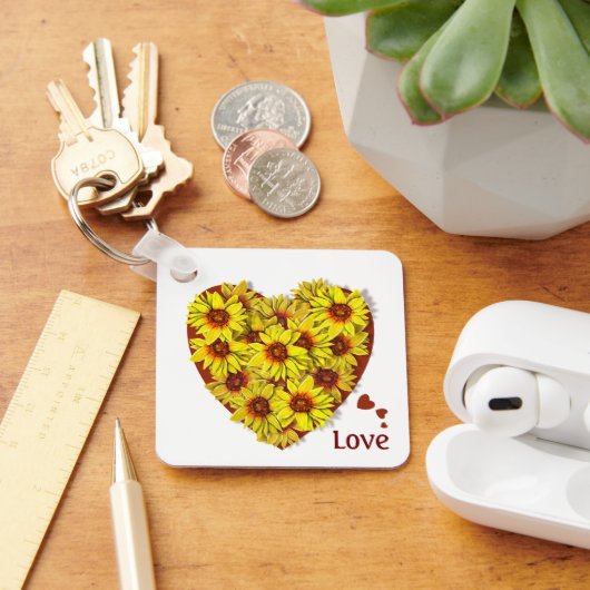 Zonnebloem Hart Sleutelhanger (Bureau)