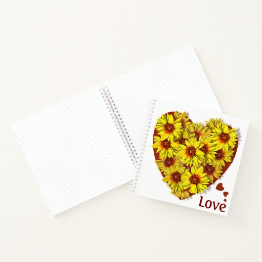 Zonnebloem Hart Spiraal Notebook Notitieboek (Binnen)