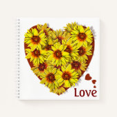 Zonnebloem Hart Spiraal Notebook Notitieboek (Voorkant)