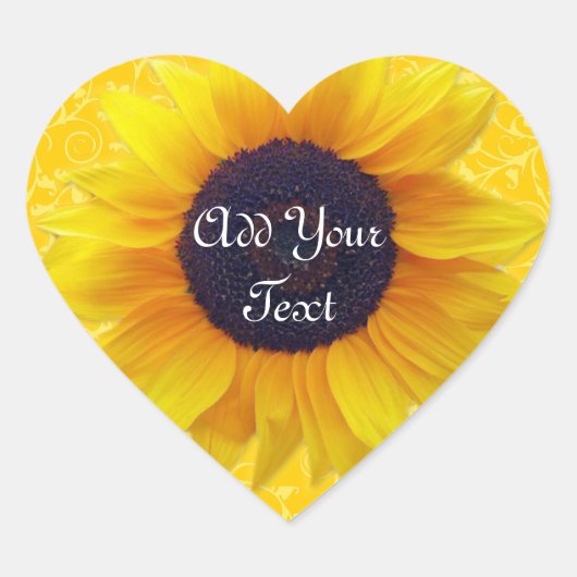 Zonnebloem Hart Sticker (Voorkant)