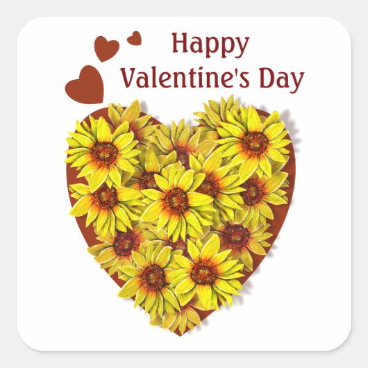 Zonnebloem Hart Sticker (Voorkant)