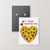 Zonnebloem Hart Valentijnsdag Knop Button (Voorkant / Achterkant)
