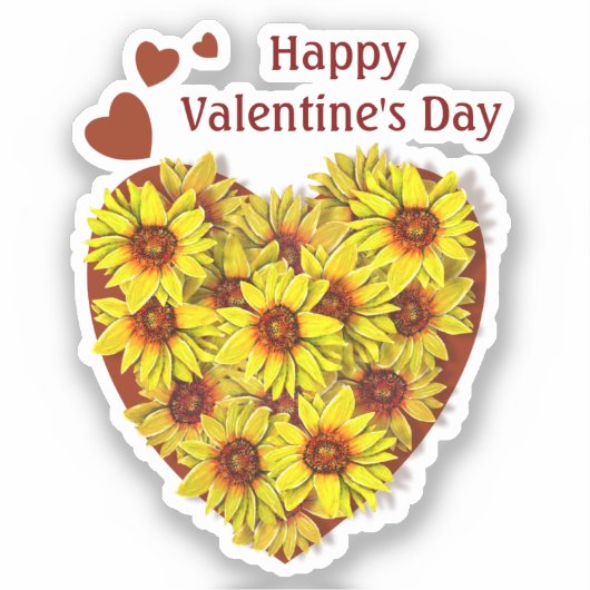 Zonnebloem Hart Vinyl Sticker (Voorkant)