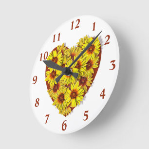 Zonnebloem Hart Wandklok