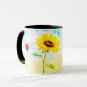 Zonnebloem & Hartballonnen Romantisch Cadeauontwer Mok (Voorkant links)