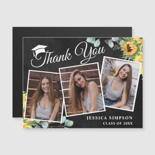 Zonnebloem Hartelijk dank 3 FOTO Afstuderen Magnet (Voorkant / Achterkant)