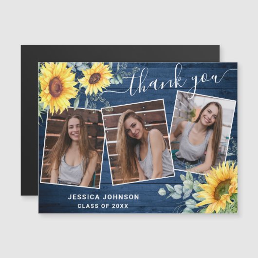Zonnebloem Hartelijk dank 3 FOTO Afstuderen Magnet (Voorkant / Achterkant)