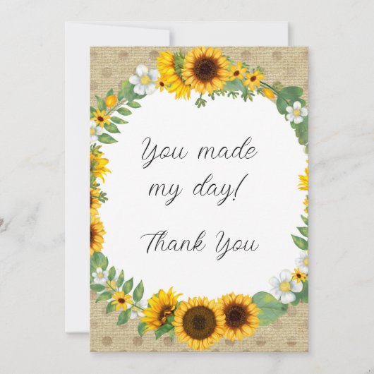Zonnebloem Hartelijk dank Bedankkaart (Voorkant)