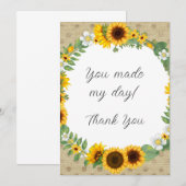 Zonnebloem Hartelijk dank Bedankkaart (Voorkant / Achterkant)