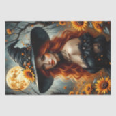 Zonnebloem Harvest Witch met Fiery Red Hair Tissuepapier (Voorkant)