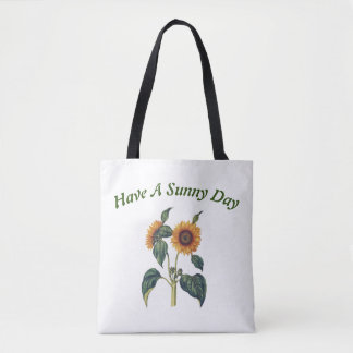 zonnebloem 'Heb een zonnige dag'-Canvas tas