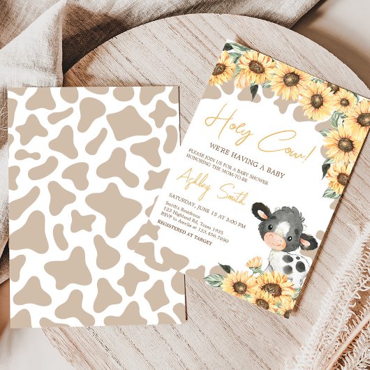 Zonnebloem Heilige Koe Baby shower Kaart