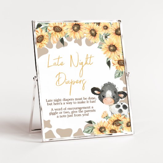 Zonnebloem Heilige Koe Baby shower Late Night Luie Poster