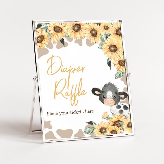 Zonnebloem Heilige Koe Baby shower Luier Raffle Poster