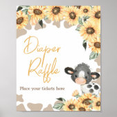 Zonnebloem Heilige Koe Baby shower Luier Raffle Poster (Voorkant)