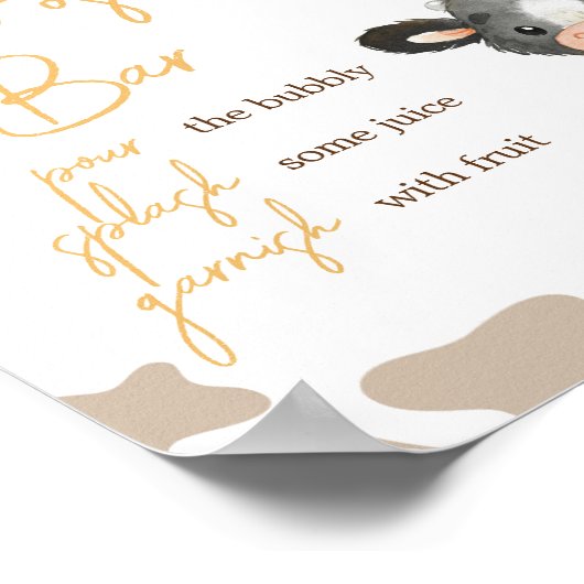 Zonnebloem Heilige Koe Baby shower Moeder Osa Bar Poster (Hoek)