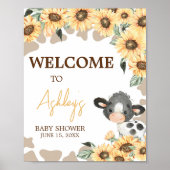Zonnebloem Heilige Koe Baby shower Welkom Poster (Voorkant)