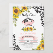 Zonnebloem Heilige Koe Koe Eerste verjaardag Kaart (Voorkant)