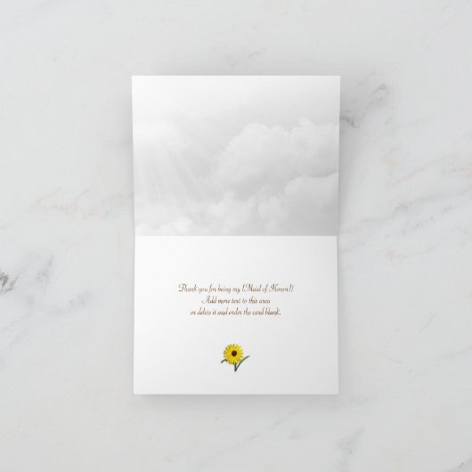 Zonnebloem hek bruids partij dank u bedankkaart (Binnen)