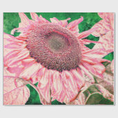 Zonnebloem Helder Roze Groen Decoupage Cadeaupapier (Vlak)
