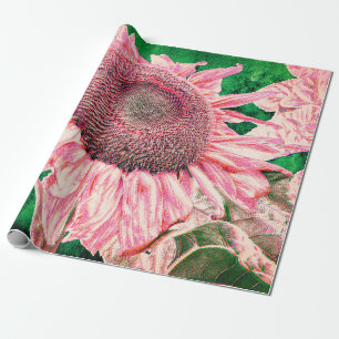Zonnebloem Helder Roze Groen Decoupage Cadeaupapier