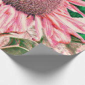 Zonnebloem Helder Roze Groen Decoupage Cadeaupapier (Hoek)