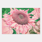 Zonnebloem  Helder Roze Groen Decoupage Inpakpapier Vel (Voorkant)